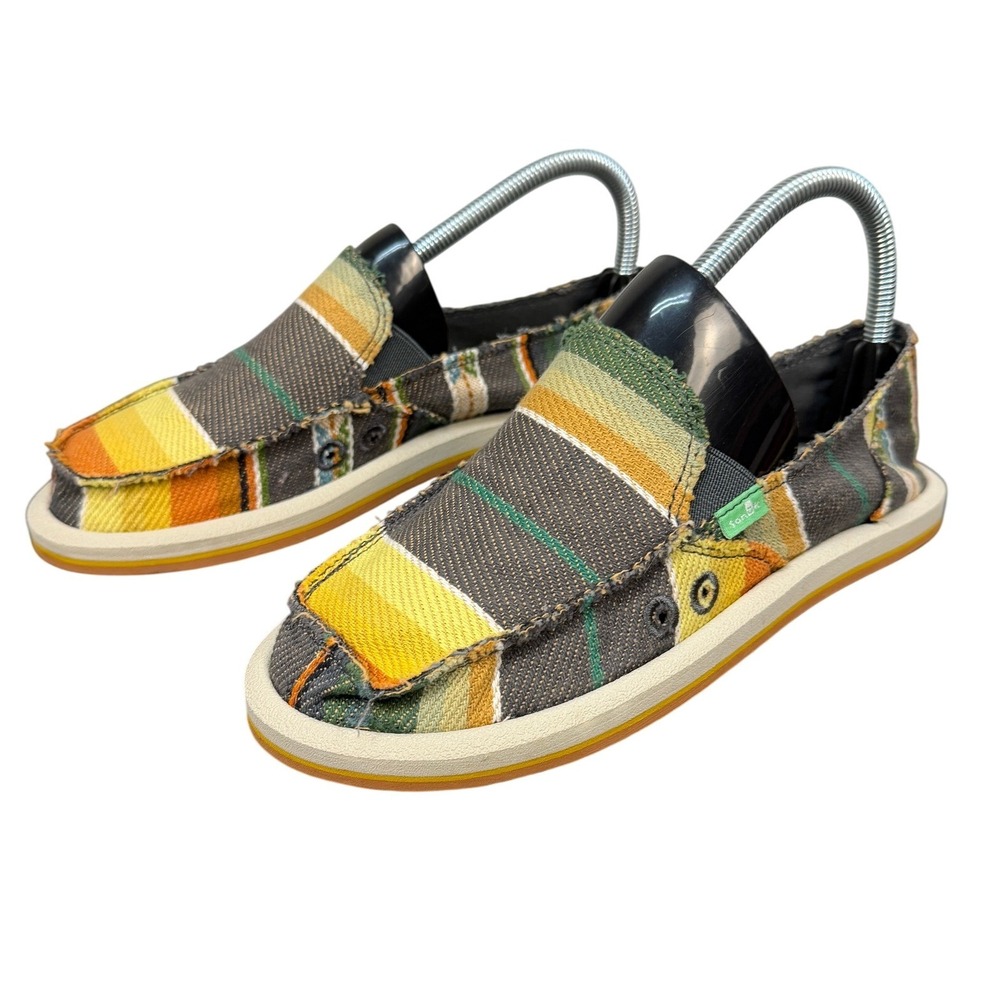 Sanuk Donna Multi Baja Stripe Slip On Sidewalk Surfer Shoes Womens 7 Boho